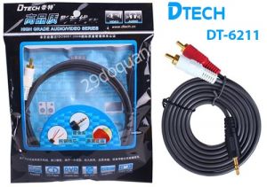 Cáp loa Audio 1.5m DTECH DT-6211  1 ra 2 đầu bông sen