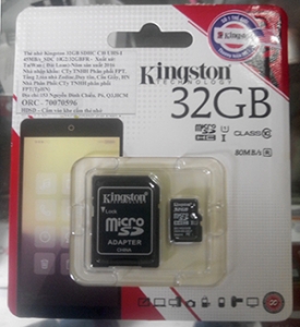 Thẻ Nhớ MicroSD Kingston 32GB CLASS 10