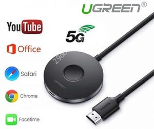 HDMI Không Dây 4K Kết nối Điện Thoại+LapTop+Máy tính bản lên Tivi Chính hãng Ugreen 60356 WiFi 2.4G/5G