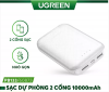 sac-du-phong-10000mah-ugreen-60873-2-cong-sac-usb-su-dung-cung-luc-2-dien-thoai-2-cong-micro-usb-va-type-c - ảnh nhỏ  1