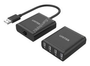 Bộ kéo dài USB 2.0 ra 4 cổng USB qua cổng Lan Unitek Y-2516 60M Màu Đen