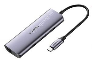 Thiết bị mở rộng USB type-C to Hub 3 cổng USB 3.0/Lan Gigabit hỗ trợ cổng cấp nguồn Ugreen 60718