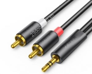 Cáp Audio 1 đầu 3.5mm ra 2 đầu bông sen RCA Male 0.5m mạ vàng 24k Ugreen 90244